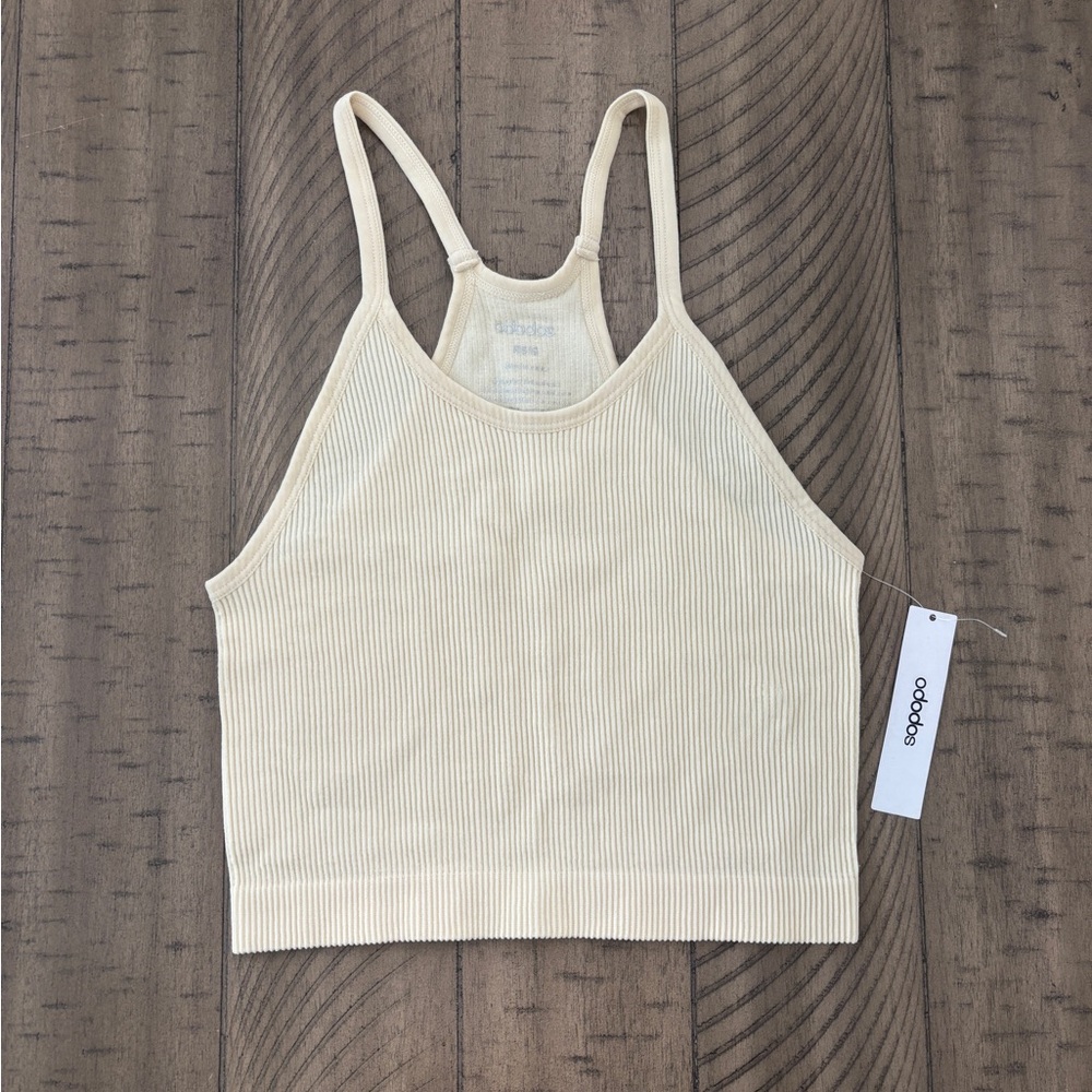 Ododos Cream Ribbed Tank Top